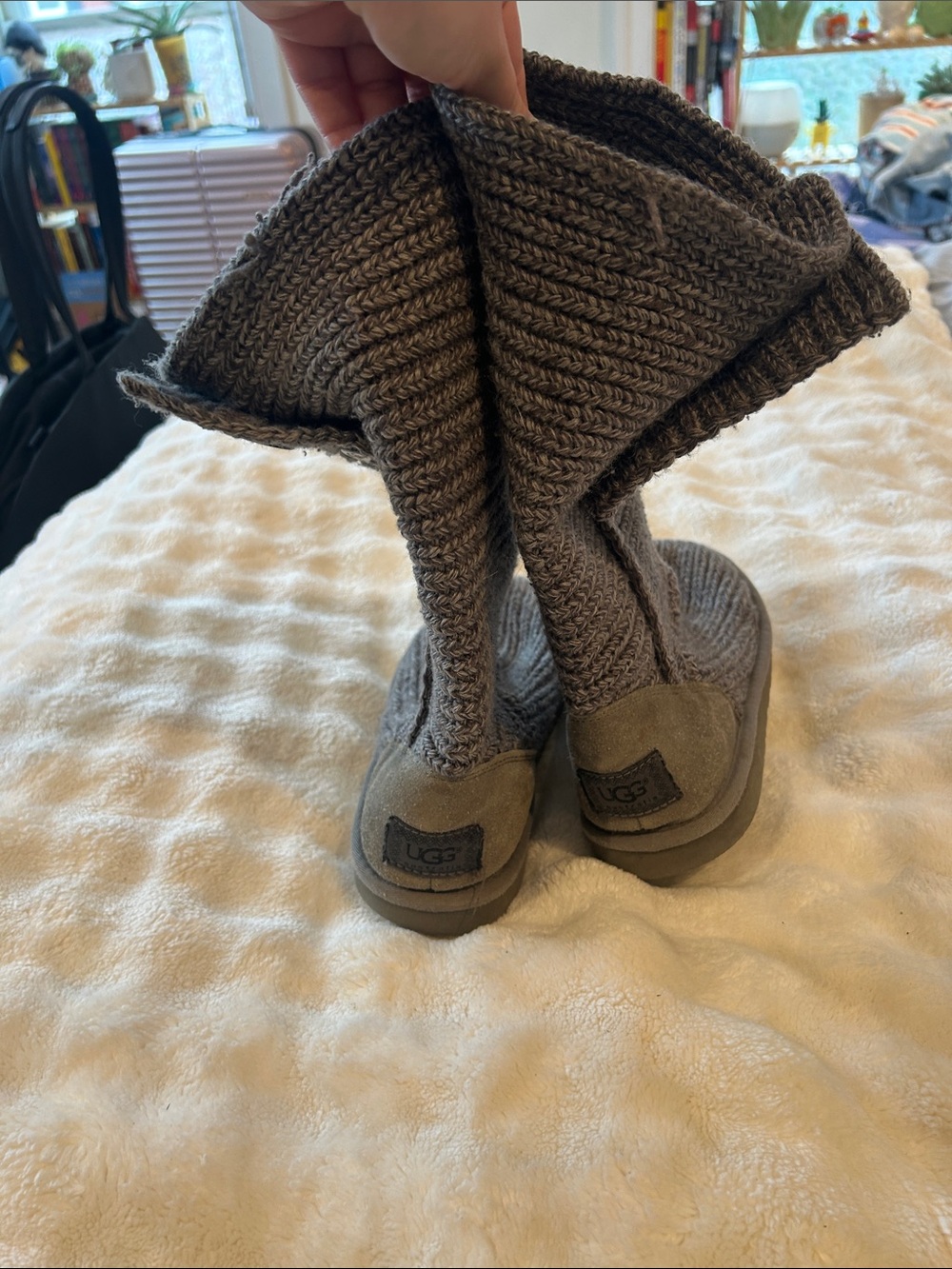 UGG Gray Ribbed Knit Boot Socks - Picture 9 of 10